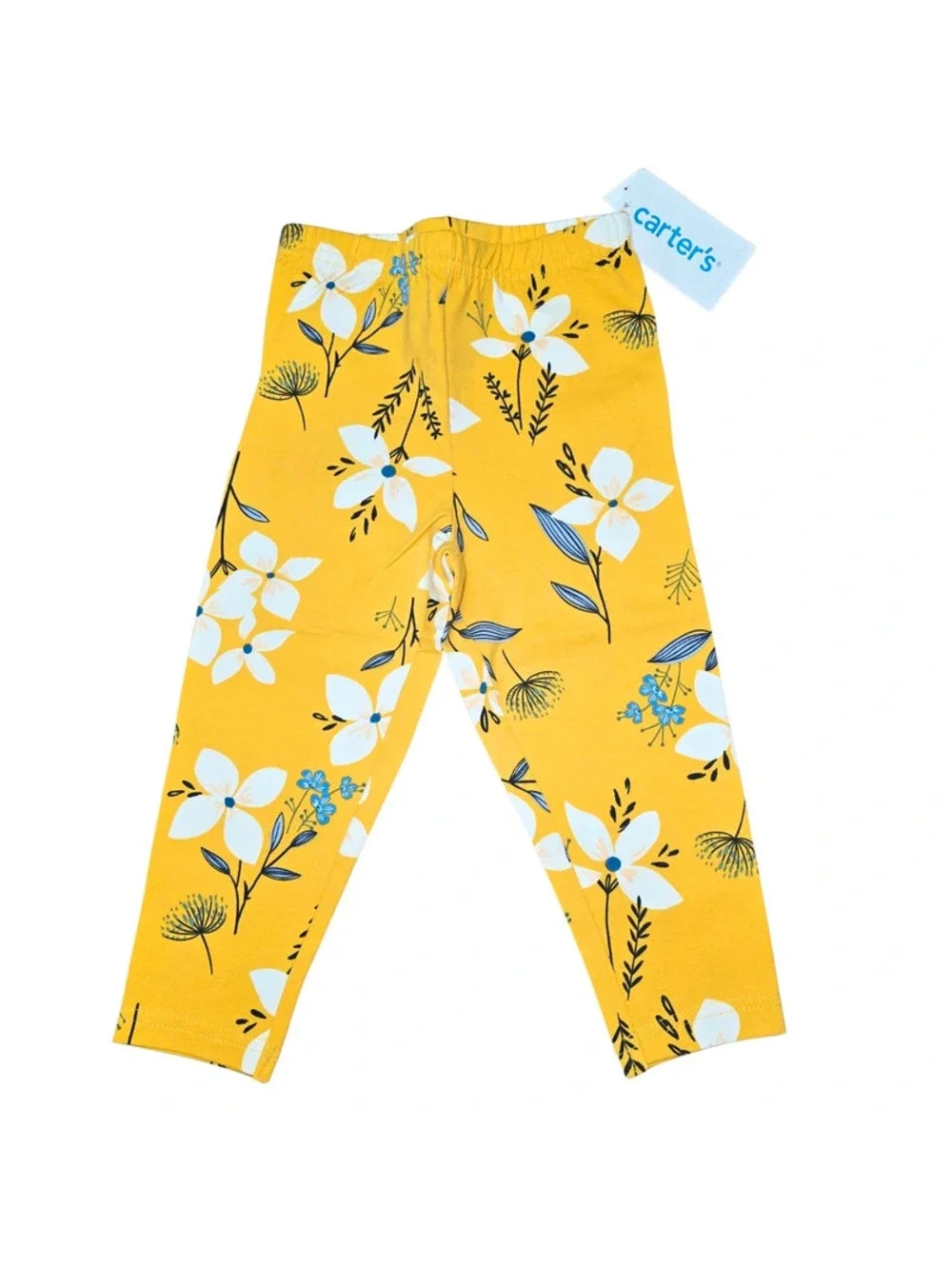 NWT Carter’s Girls 24M Yellow Floral Leggings Flower Print Pants